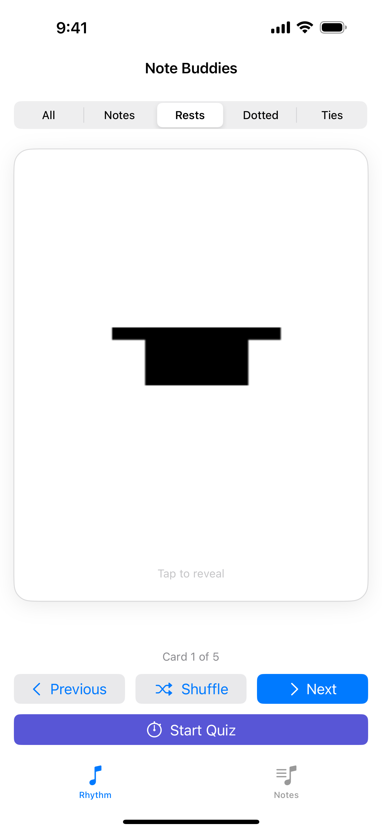 NoteBuddies rests filter
