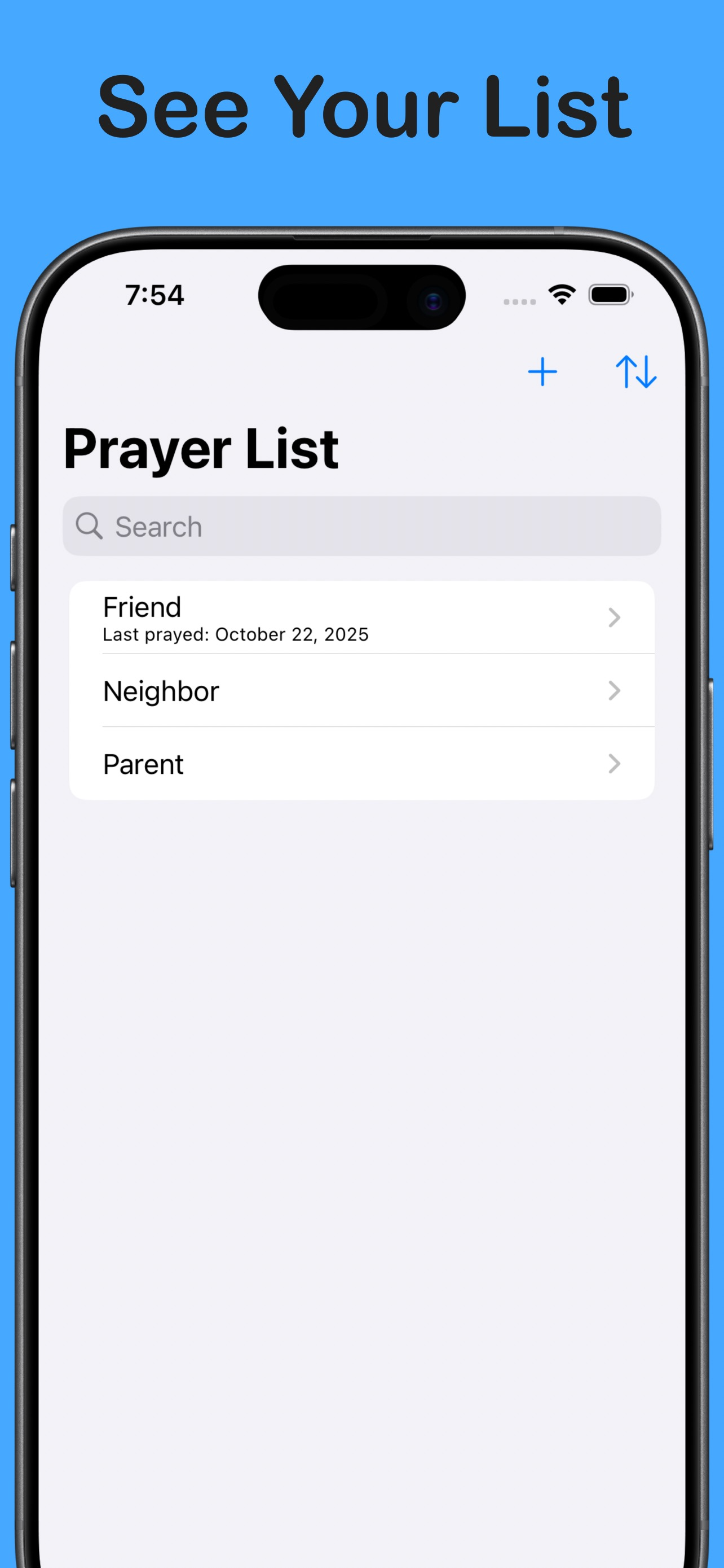 Prayer List iPhone screenshot